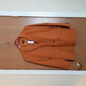 NWT Ann Taylor Light Orange Double Breasted Lyocell Viscose Linen Suit Jacket 12